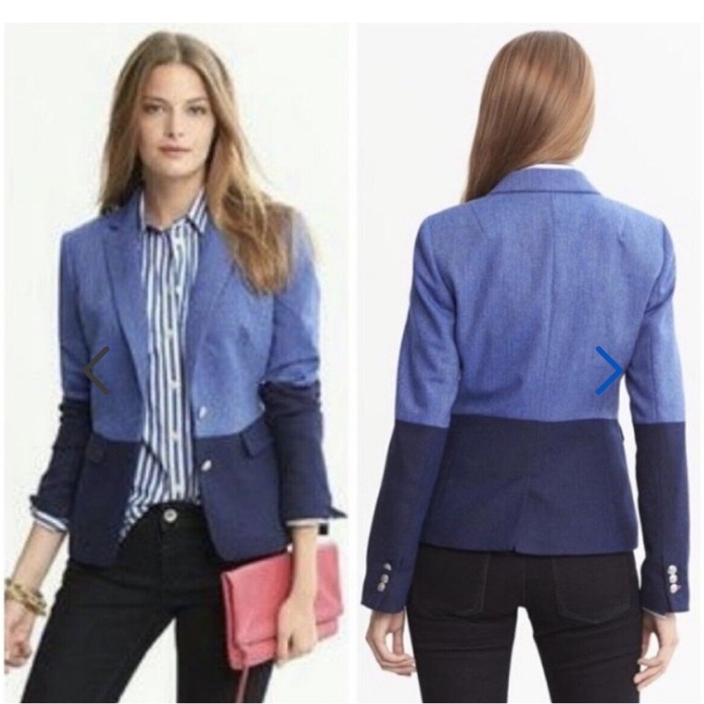 Banana Republic Wool Blend Blazer, Blue Colorblock, size 4, very GUC